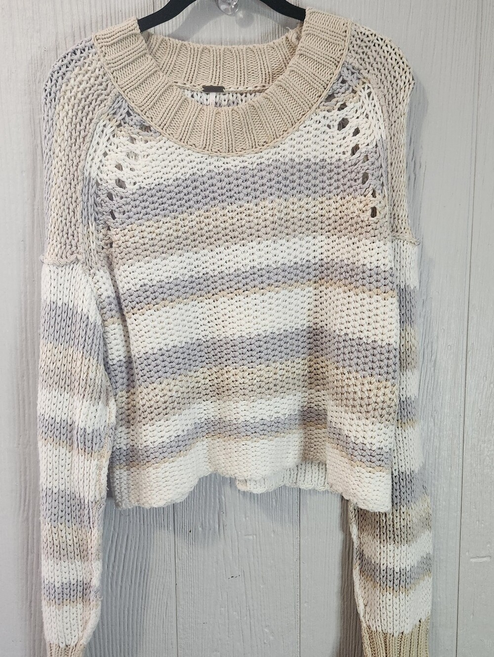 Free People Sweater Devon Gravity Combo Stripe Knit Sweater Size M
